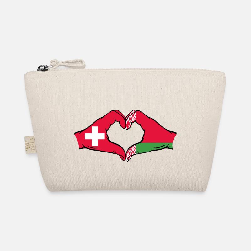 Switzerland Belarus Flag Hands Heart Shape Organic Pouch