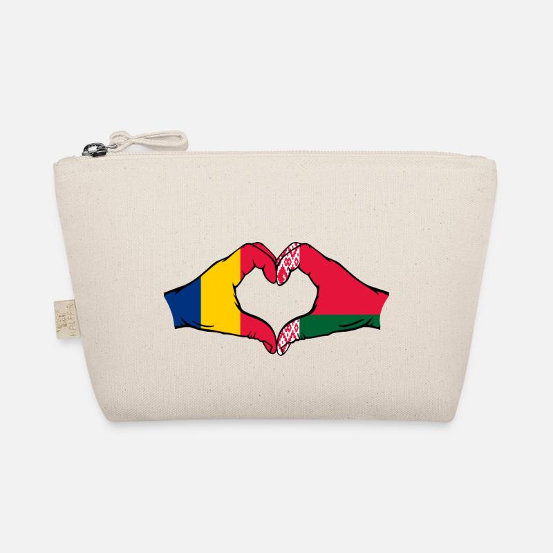 Romania Belarus Flag Hands Heart Shape Organic Pouch