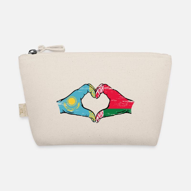 Kazakhstan Belarus flag hands heart shape used Organic Pouch
