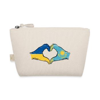 Ukraine Kasachstan Flagge Hände Herzform used - Bio-Täschchen - Natur - Vorne