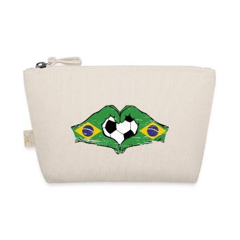 Forme de coeur de mains de football de drapeau du Brésil utilisé - Trousse biologique - nature - Devant