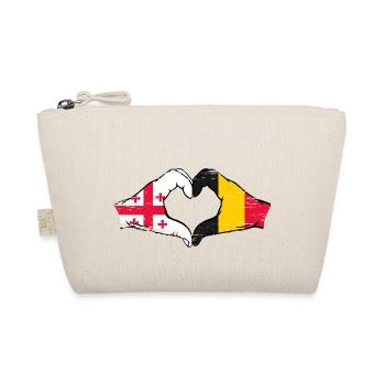 Georgien Belgien Flagge Hände Herzform used - Bio-Täschchen - Natur - Vorne
