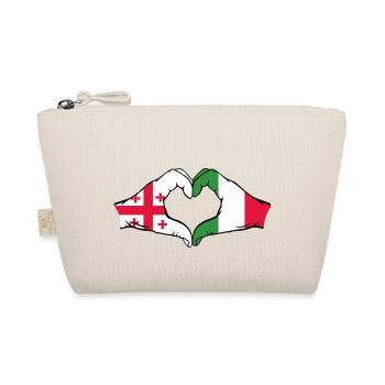 Georgien Italien Flagge Hände Herzform - Bio-Täschchen - Natur - Vorne