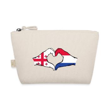 Georgia Holland Flag Hands Heart Shape - Organic Pouch - nature - Front