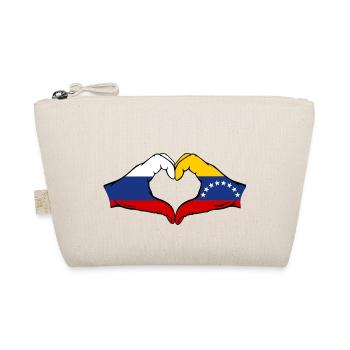 Russia Venezuela Flag Hands Heart Shape - Organic Pouch - nature - Front