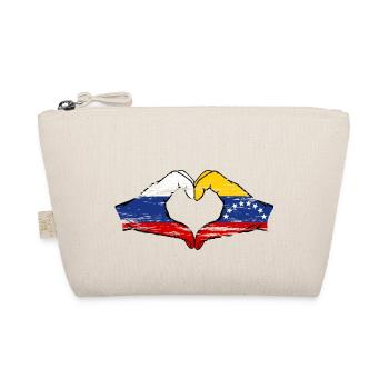 Russia Venezuela Flag Hands Heart Shape used - Organic Pouch - nature - Front