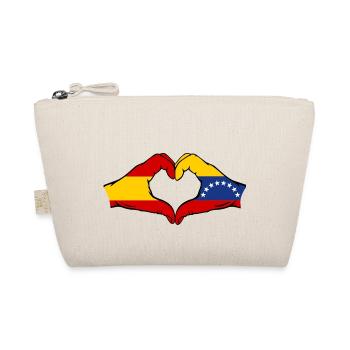Spain Venezuela Flag Hands Heart Shape - Organic Pouch - nature - Front