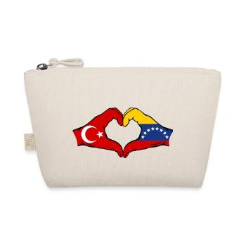 Türkiye Venezuela Flag Hands Heart Shape - Organic Pouch - nature - Front