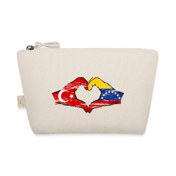 Türkiye Venezuela Flag Hands Heart Shape used - Organic Pouch - nature - Front