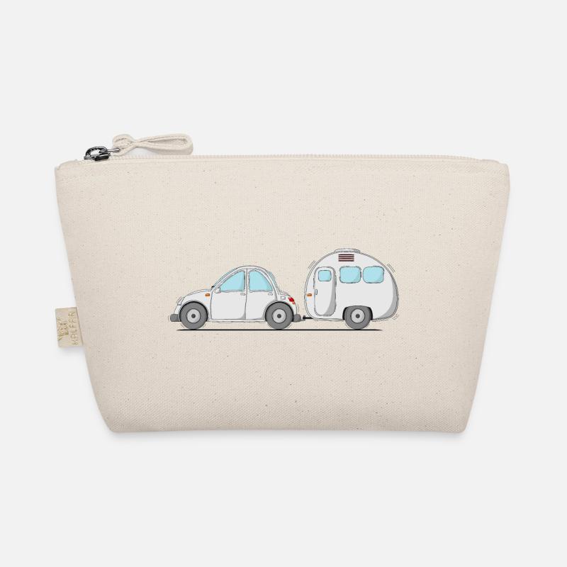 Auto mit Wohnwagen Grau - Bio-Täschchen - Natur
