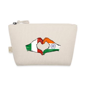 Italy India Flag Hands Heart Shape Used - Organic Pouch - nature - Front