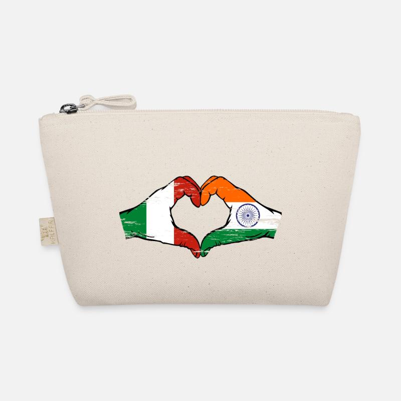 Italie Inde Drapeau Mains Coeur Forme Utilisé Trousse biologique