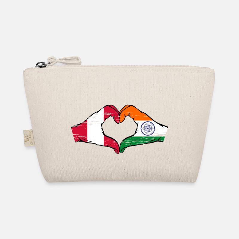 Pérou Inde drapeau mains forme de coeur utilisé Trousse biologique