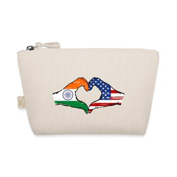 India USA Flag Hands Heart Shape Used - Organic Pouch - nature - Front
