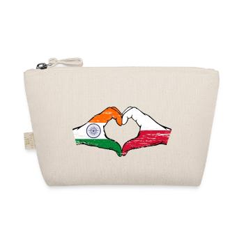 India Poland Flag Hands Heart Shape Used - Organic Pouch - nature - Front
