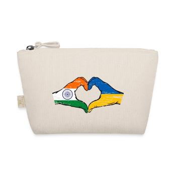 Indien Ukraine Flagge Hände Herzform used - Bio-Täschchen - Natur - Vorne