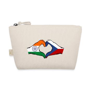 Indien Tschechien Flagge Hände Herzform - Bio-Täschchen - Natur - Vorne
