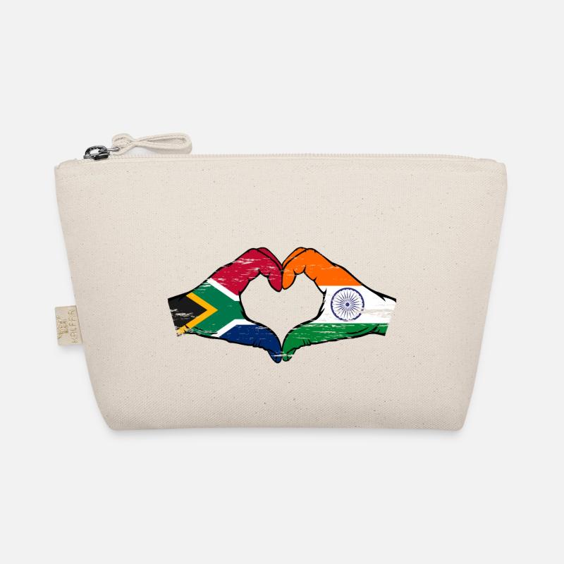 Afrique du Sud Inde Drapeau Mains Coeur Forme Utilisé Trousse biologique
