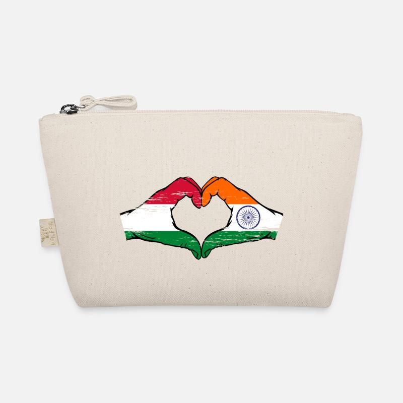 Hongrie Inde Drapeau Mains Coeur Forme Utilisé Trousse biologique