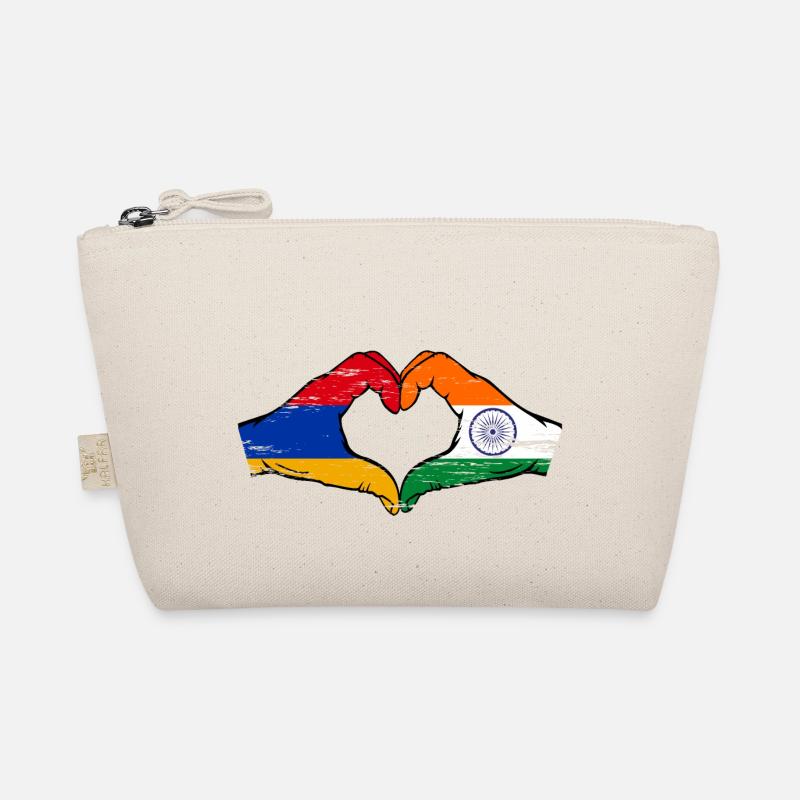 Arménie Inde Drapeau Mains Coeur Forme Utilisé Trousse biologique