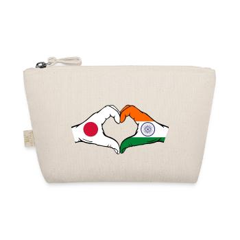 Japan Indien Flagge Hände Herzform - Bio-Täschchen - Natur - Vorne
