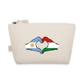 Argentina Hungary Flag Hands Heart Shape - Organic Pouch - nature - Front