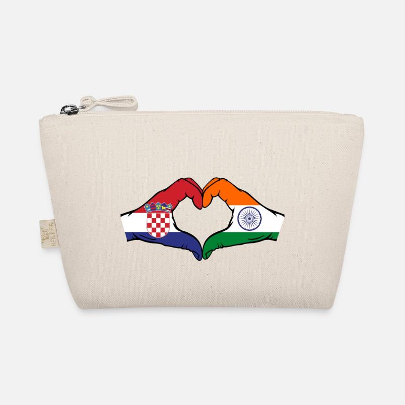 Croatie Inde Drapeau Mains Coeur Forme Trousse biologique