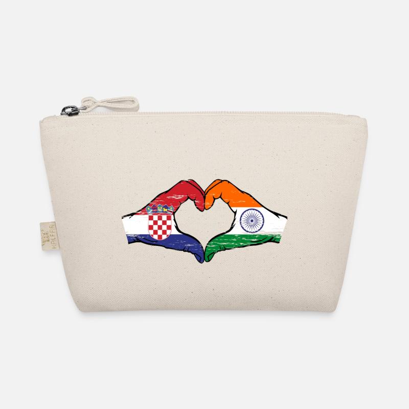 Croatie Inde drapeau mains forme de coeur utilisé Trousse biologique