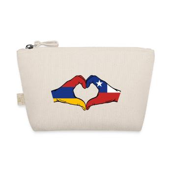 Armenia Chile Flag Hands Heart Shape - Organic Pouch - nature - Front