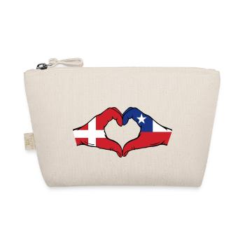 Denmark Chile Flag Hands Heart Shape - Organic Pouch - nature - Front