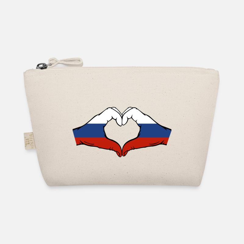Drapeau de la Russie Mains Coeur Forme Trousse biologique