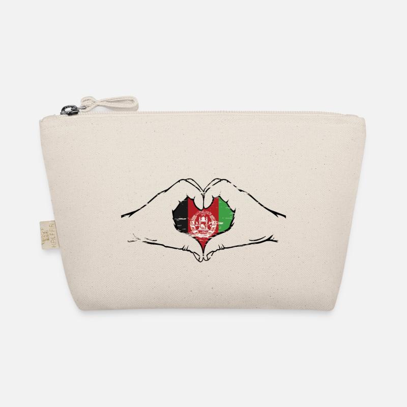 Afghanistan Flag Hands Heart Shape Used Organic Pouch