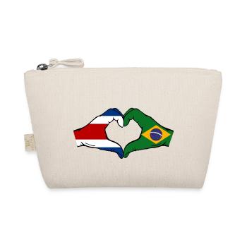 Costa Rica Brasilien Flagge Hände Herzform - Bio-Täschchen - Natur - Vorne