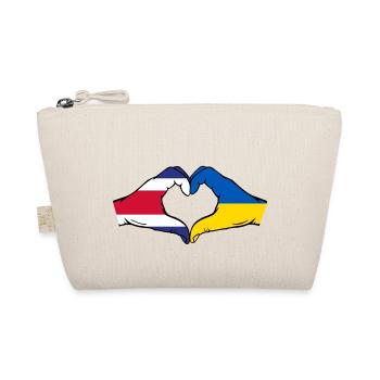 Costa Rica Ukraine Flag Hands Heart Shape - Organic Pouch - nature - Front