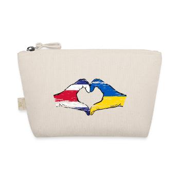 Costa Rica Ukraine Flagge Hände Herzform used - Bio-Täschchen - Natur - Vorne