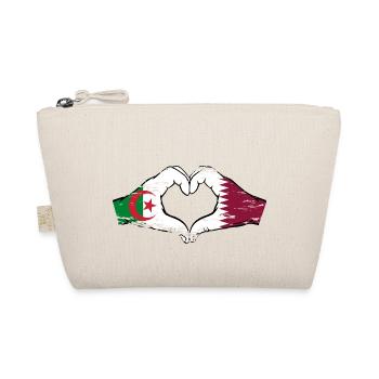 Algerien Katar Flagge Hände Herzform used - Bio-Täschchen - Natur - Vorne