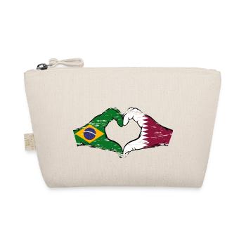 Brasilien Katar Flagge Hände Herzform used - Bio-Täschchen - Natur - Vorne