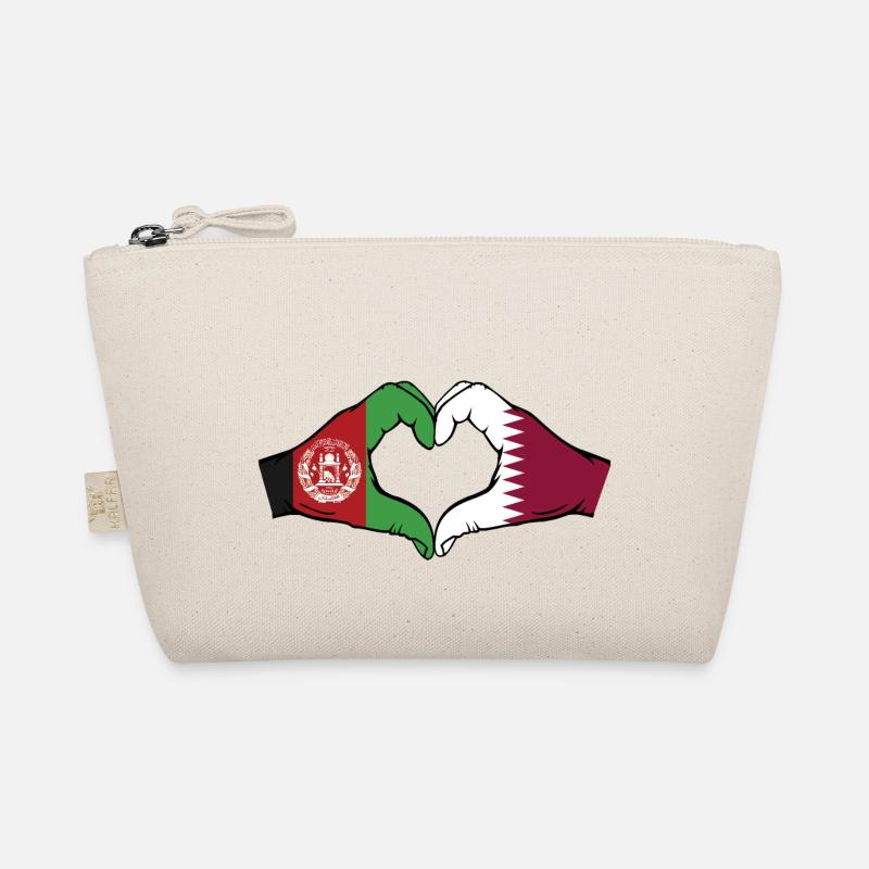 Afghanistan Qatar Flag Hands Heart Shape Organic Pouch