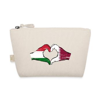 Ungarn Katar Flagge Hände Herzform used - Bio-Täschchen - Natur - Vorne