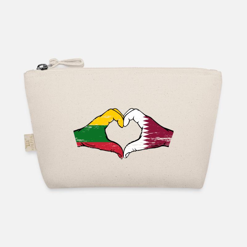 Lithuania Qatar flag hands heart shape used Organic Pouch