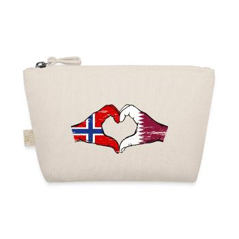 Norwegen Katar Flagge Hände Herzform used - Bio-Täschchen - Natur - Vorne
