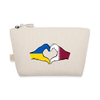 Drapeau de l’Ukraine Qatar Mains Coeur Forme - Trousse biologique - nature - Devant
