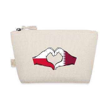 Polen Katar Flagge Hände Herzform - Bio-Täschchen - Natur - Vorne