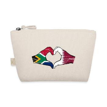 Südafrika Katar Flagge Hände Herzform used - Bio-Täschchen - Natur - Vorne
