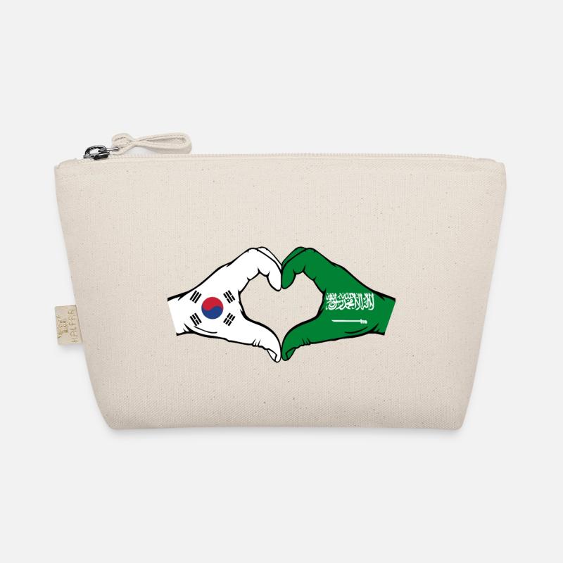 South Korea Saudi Arabia Flag Hands Heart Shape Organic Pouch