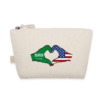 Saudi Arabien USA Flagge Hände Herzform - Bio-Täschchen - Natur - Vorne
