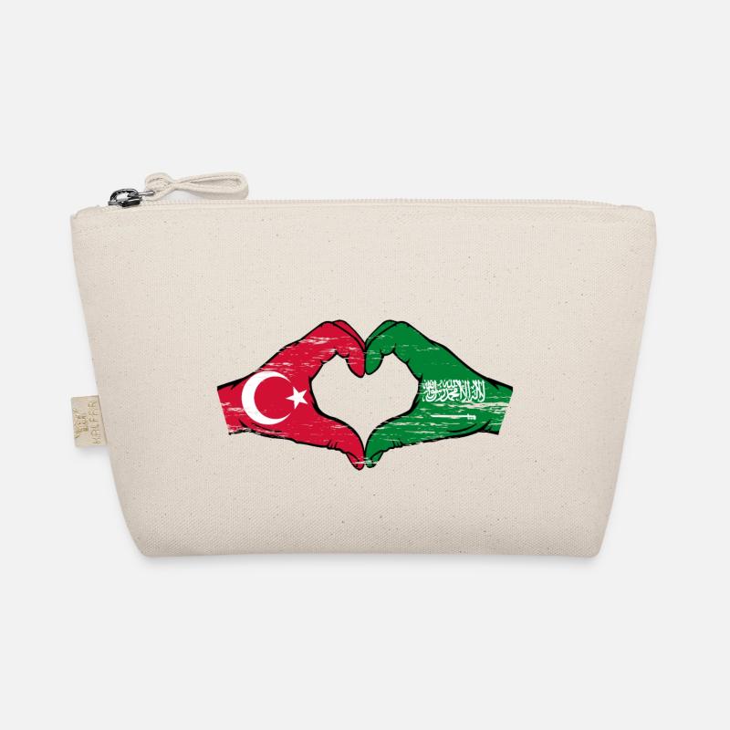 Turkey Saudi Arabia Flag Hands Heart Shape Used Organic Pouch