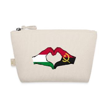Hungary Angola Flag Hands Heart Shape - Organic Pouch - nature - Front