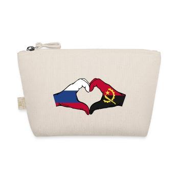 Russia Angola Flag Hands Heart Shape - Organic Pouch - nature - Front