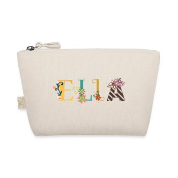 Illustration du nom ELLA avec des fleurs brodées - Trousse biologique - nature - Devant
